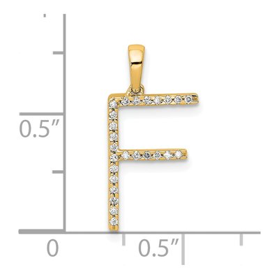 14K Yellow Gold 1/15 ct tw Diamond Letter F Pendant – view 3