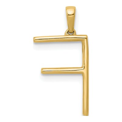 14K Yellow Gold 1/15 ct tw Diamond Letter F Pendant – view 4