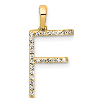 14K Yellow Gold 1/15 ct tw Diamond Letter F Pendant