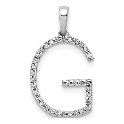 14K White Gold 1/10 ct tw Diamond Letter G Pendant
