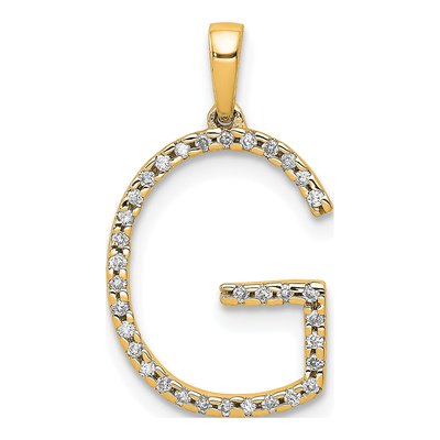 14K Yellow Gold 1/10 ct tw Diamond Letter G Pendant
