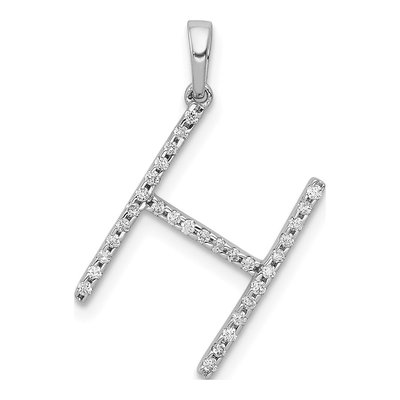 14K White Gold 1/10 ct tw Diamond Letter H Pendant
