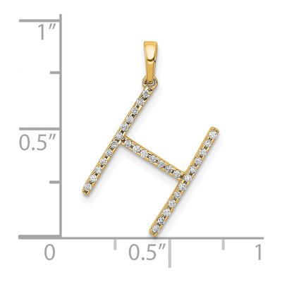 14K Yellow Gold 1/10 ct tw Diamond Letter H Pendant – view 4