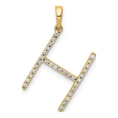 14K Yellow Gold 1/10 ct tw Diamond Letter H Pendant