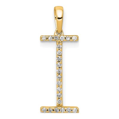 14K Yellow Gold 0.09 ct tw Diamond Initial I Pendant