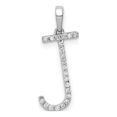 14K White Gold 0.09 ct tw Diamond Letter J Pendant