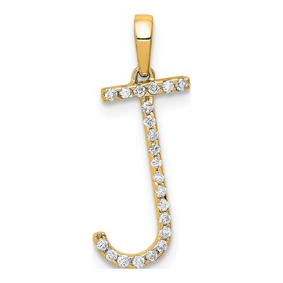 14K Yellow Gold 0.09 ct tw Diamond Letter J Pendant