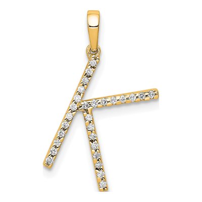 14K Yellow Gold 0.08 ct tw Diamond Letter K Pendant