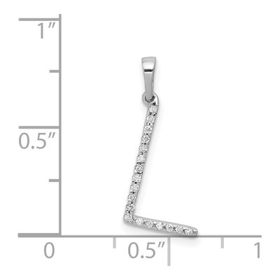 14K White Gold 1/20 ct tw Diamond Letter L Pendant – view 5