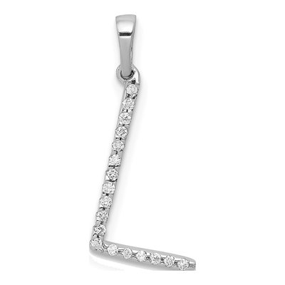 14K White Gold 1/20 ct tw Diamond Letter L Pendant