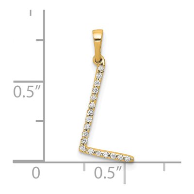 14K Yellow Gold 1/20 ct tw Diamond Letter L Pendant – view 4