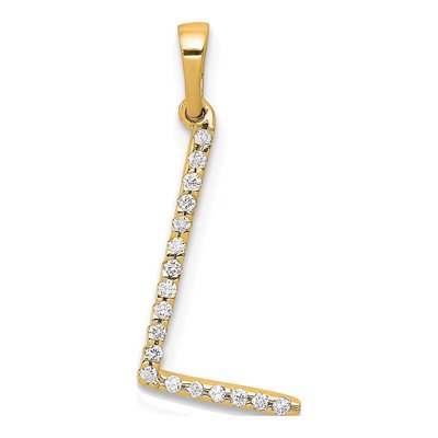 14K Yellow Gold 1/20 ct tw Diamond Letter L Pendant