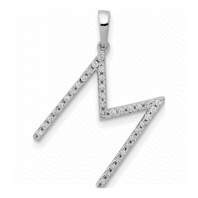 14K White Gold 1/10 ct tw Diamond Letter M Pendant