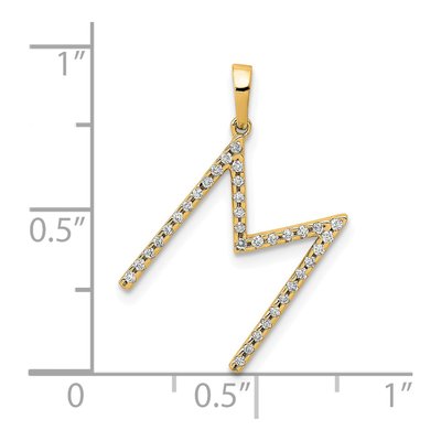 14K Yellow Gold 1/10 ct tw Diamond Letter M Pendant – view 4