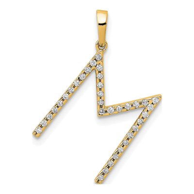 14K Yellow Gold 1/10 ct tw Diamond Letter M Pendant