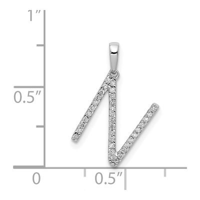 14K White Gold 1/10 ct tw Diamond Letter N Pendant – view 5