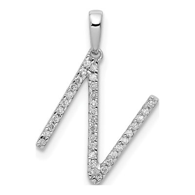 14K White Gold 1/10 ct tw Diamond Letter N Pendant