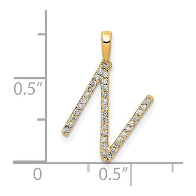 14K Yellow Gold 1/10 ct tw Diamond Letter N Pendant – view 3