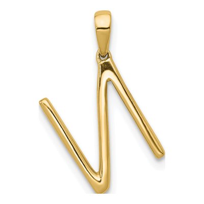 14K Yellow Gold 1/10 ct tw Diamond Letter N Pendant – view 4