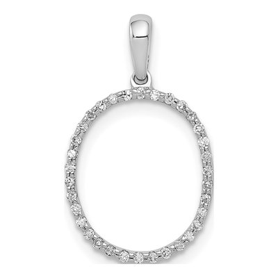 14K White Gold 1/10 ct tw Diamond Letter O Pendant