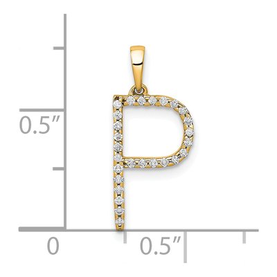 14K Yellow Gold 1/10 ct tw Diamond Letter P Pendant – view 4