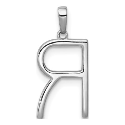 14K White Gold 1/8 ct tw Diamond Letter R Pendant – view 4