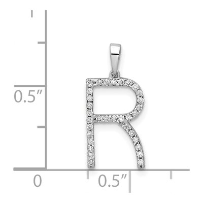 14K White Gold 1/8 ct tw Diamond Letter R Pendant – view 5