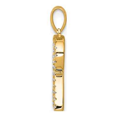 14K Yellow Gold 1/8 ct tw Diamond Letter R Pendant – view 3