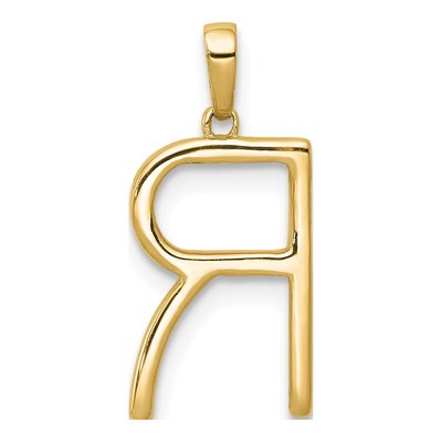 14K Yellow Gold 1/8 ct tw Diamond Letter R Pendant – view 5
