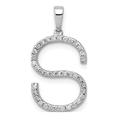 14K White Gold 1/7 ct tw Diamond Letter S Pendant