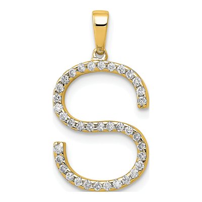 14K Yellow Gold 1/7 ct tw Diamond Letter S Pendant