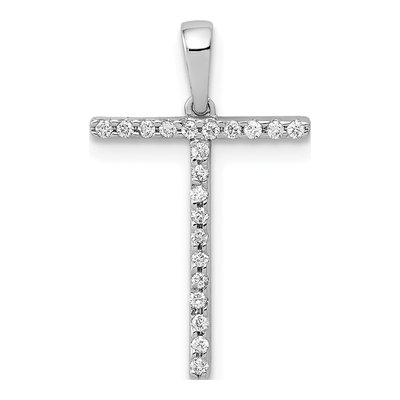 14K White Gold 0.08 ct tw Diamond Letter T Pendant