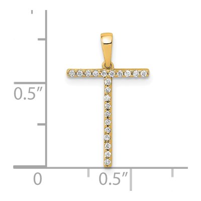 14K Yellow Gold 0.08 ct tw Diamond Letter T Pendant – view 4