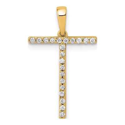 14K Yellow Gold 0.08 ct tw Diamond Letter T Pendant