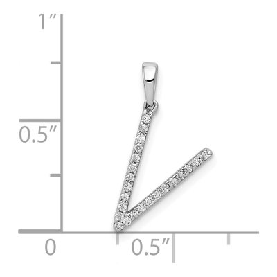 14K White Gold 1/10 ct tw Diamond Letter V Pendant – view 5