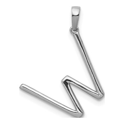 14K White Gold 1/8 ct tw Diamond Letter W Pendant – view 4