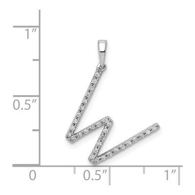 14K White Gold 1/8 ct tw Diamond Letter W Pendant – view 5