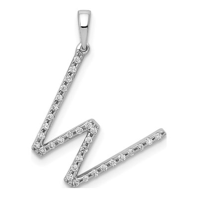 14K White Gold 1/8 ct tw Diamond Letter W Pendant