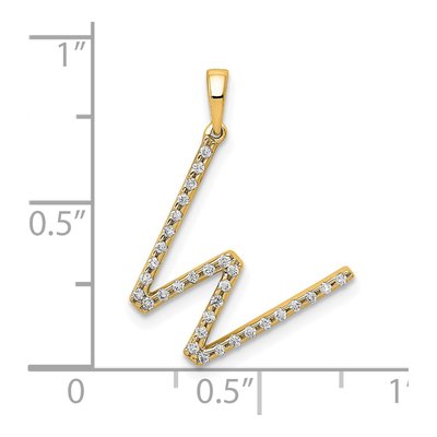 14K Yellow Gold 1/8 ct tw Diamond Letter W Pendant – view 3
