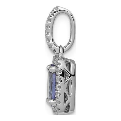 14K White Gold 1/6 ct tw Tanzanite & Diamond Halo Pendant – view 3