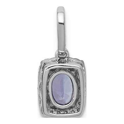 14K White Gold 1/6 ct tw Tanzanite & Diamond Halo Pendant – view 4