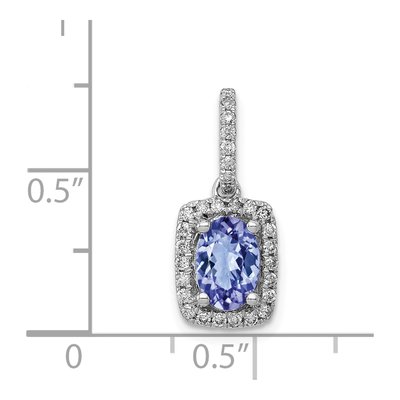 14K White Gold 1/6 ct tw Tanzanite & Diamond Halo Pendant – view 5