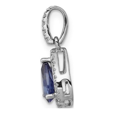 14K White Gold 1/8 ct tw Tanzanite & Diamond Pear Halo Pendant – view 3
