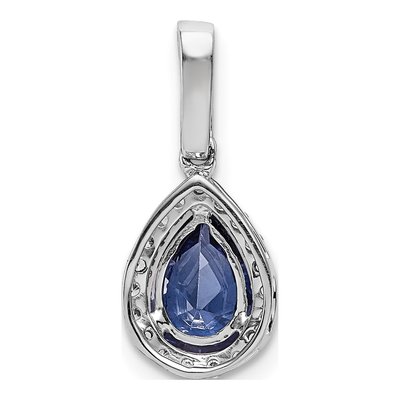 14K White Gold 1/8 ct tw Tanzanite & Diamond Pear Halo Pendant – view 4