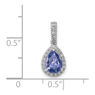14K White Gold 1/8 ct tw Tanzanite & Diamond Pear Halo Pendant – view 5