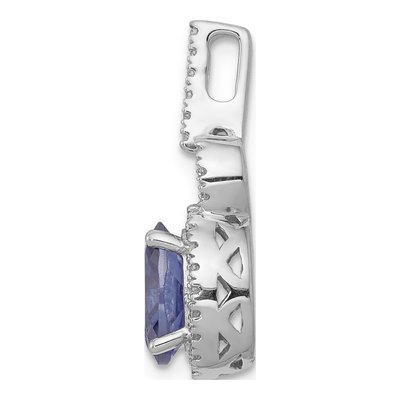 14K White Gold 1/6 ct tw Tanzanite & Diamond Oval Halo Pendant – view 3