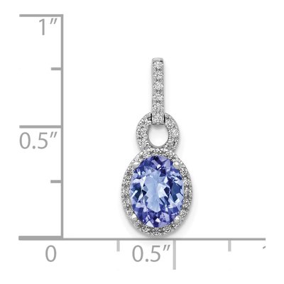 14K White Gold 1/6 ct tw Tanzanite & Diamond Oval Halo Pendant – view 5