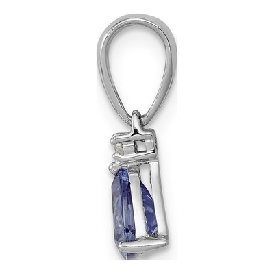 14K White Gold Tanzanite & Diamond Trillion Pendant – view 2