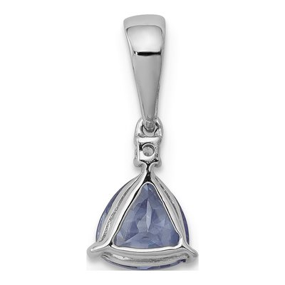14K White Gold Tanzanite & Diamond Trillion Pendant – view 3