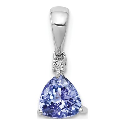 14K White Gold Tanzanite & Diamond Trillion Pendant